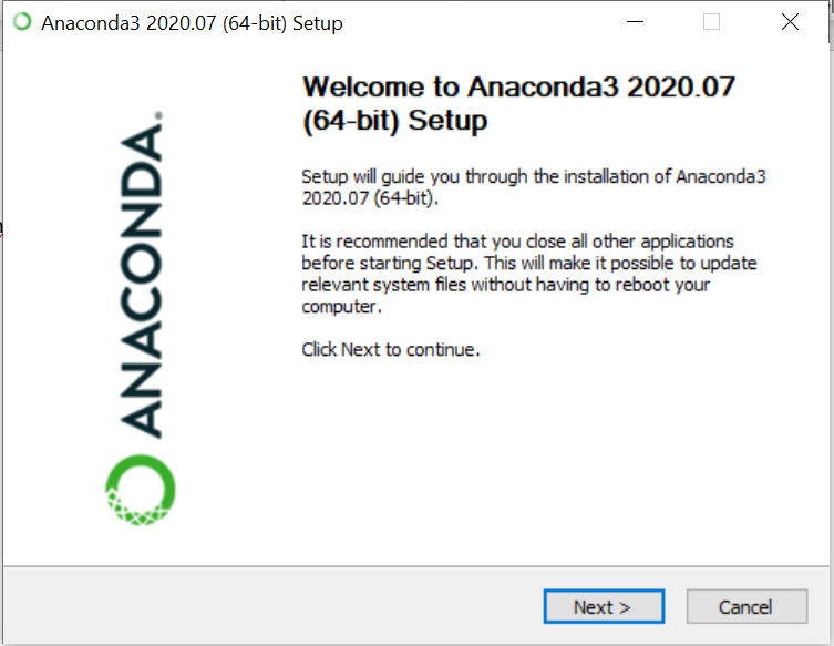 Python Anaconda Installation SimpleAlgo